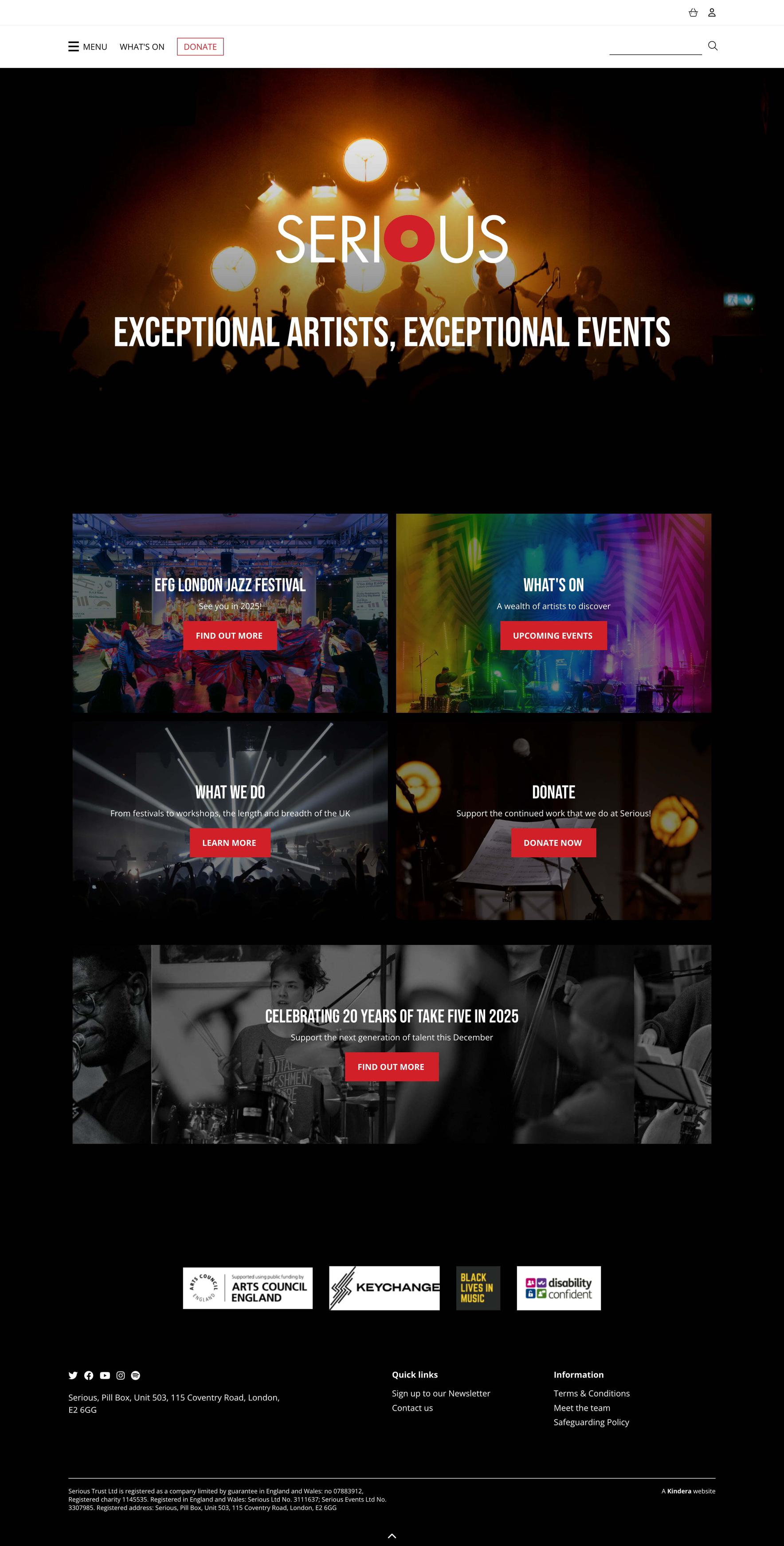 A screenshot of the Serious website home page